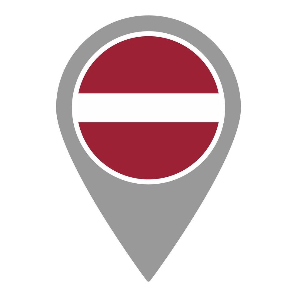 Latvia flag location pin, flag application, Flag on Location Pin, map pointer, illustration. vector