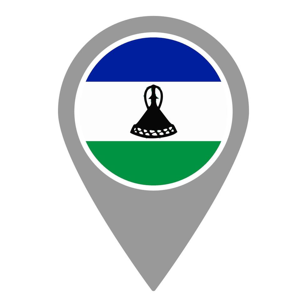 Lesotho flag location pin, flag application, Flag on Location Pin, map pointer, illustration. vector