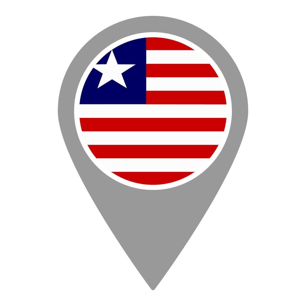 Liberia flag location pin, flag application, Flag on Location Pin, map pointer, illustration. vector