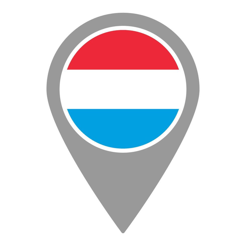 Luxembourg flag location pin, flag application, Flag on Location Pin, map pointer, illustration. vector