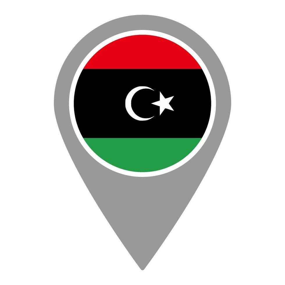 Libya flag location pin, flag application, Flag on Location Pin, map pointer, illustration. vector