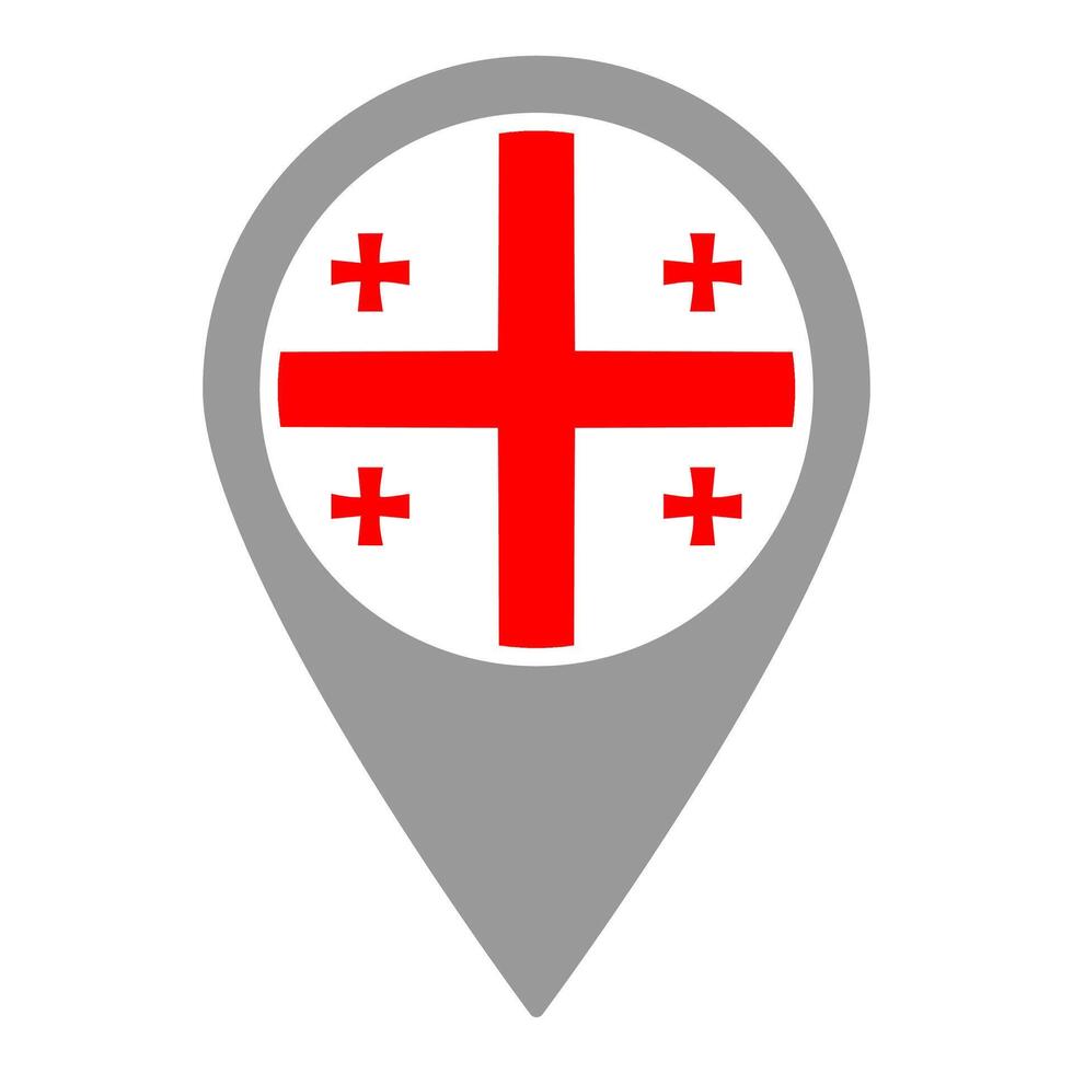Georgia flag location pin, flag application, Flag on Location Pin, map pointer, illustration. vector