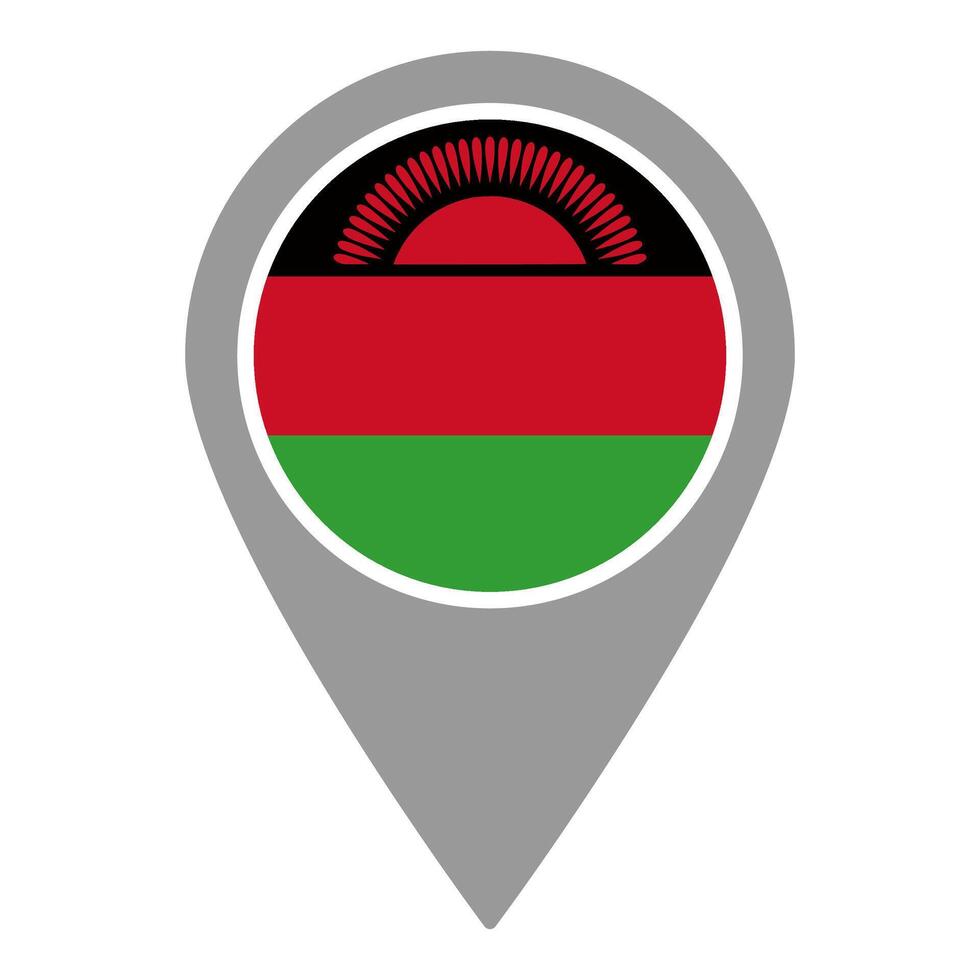 Malawi flag location pin, flag application, Flag on Location Pin, map pointer, illustration. vector
