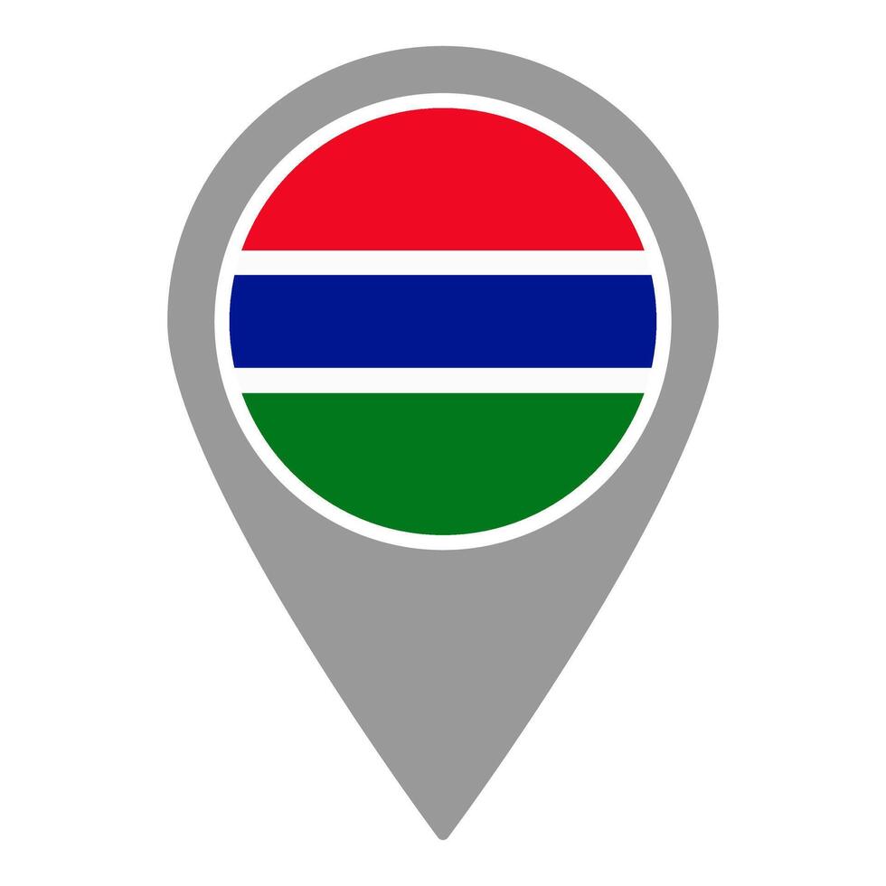 Gambia flag location pin, flag application, Flag on Location Pin, map pointer, illustration. vector