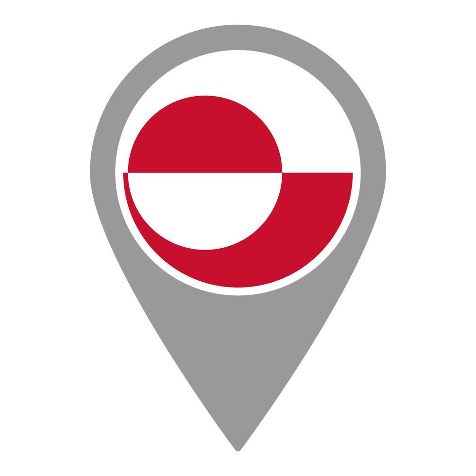 Greenland flag location pin, flag application, Flag on Location Pin, map pointer, illustration. vector