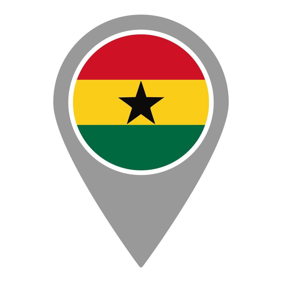 Ghana flag location pin, flag application, Flag on Location Pin, map pointer, illustration. vector