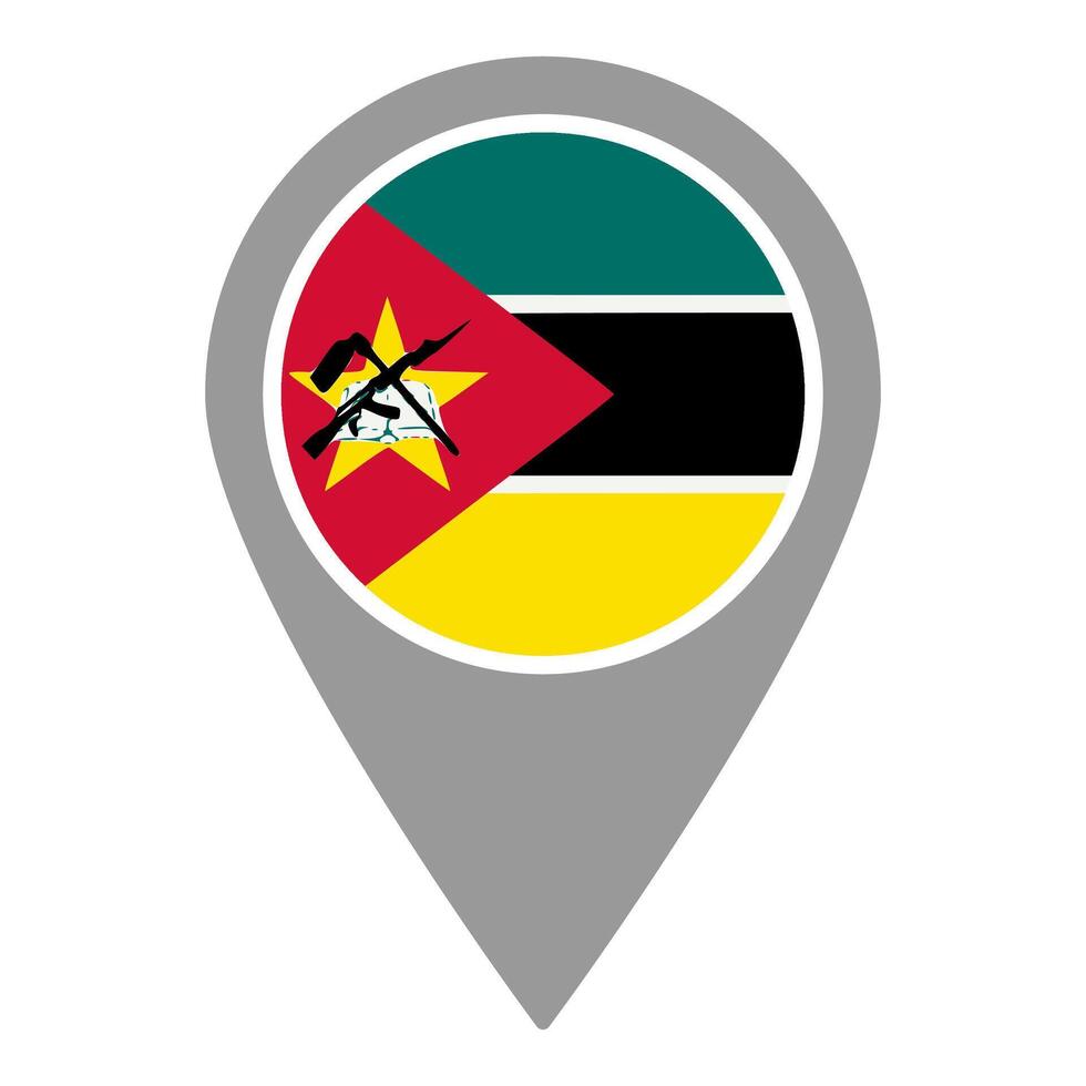 Mozambique flag location pin, flag application, Flag on Location Pin, map pointer, illustration. vector
