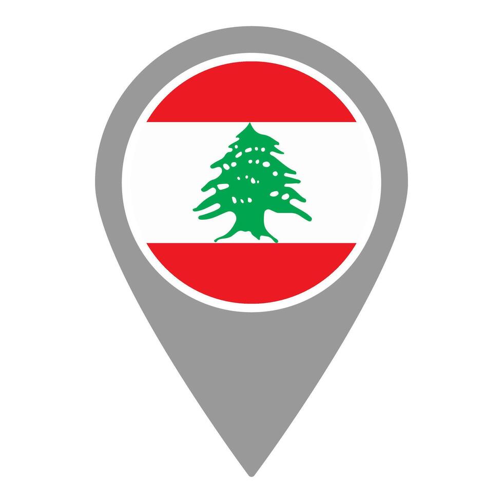 Lebanon flag location pin, flag application, Flag on Location Pin, map pointer, illustration. vector