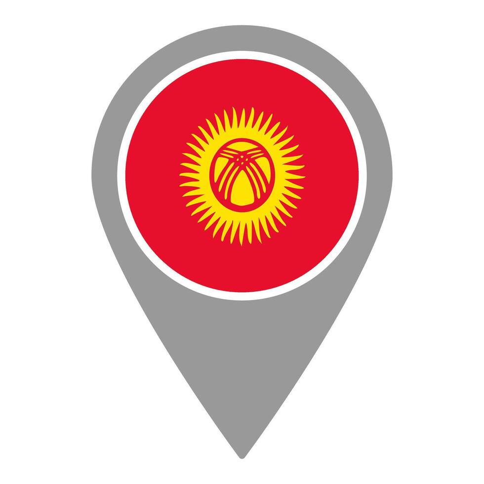 Kyrgyzstan flag location pin, flag application, Flag on Location Pin, map pointer, illustration. vector