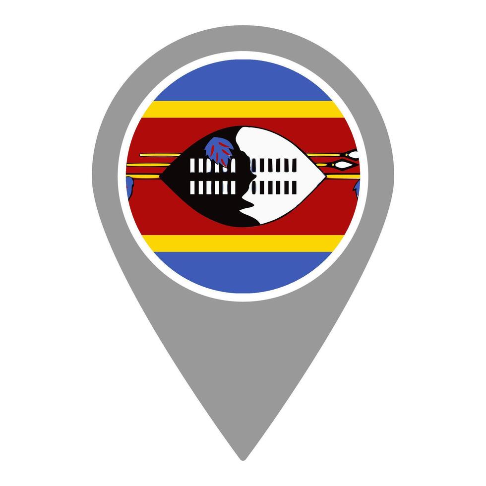 Eswatini flag location pin, flag application, Flag on Location Pin, map pointer, illustration. vector