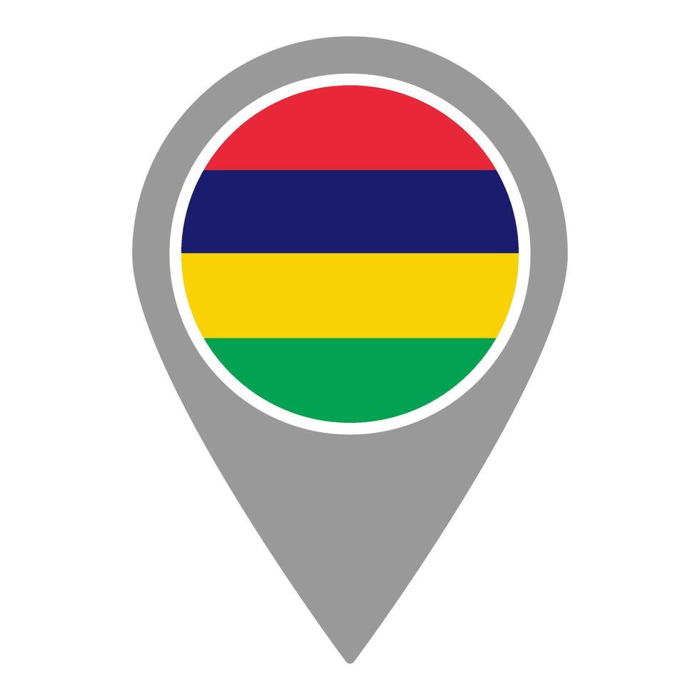 Mauritius flag location pin, flag application, Flag on Location Pin, map pointer, illustration. vector