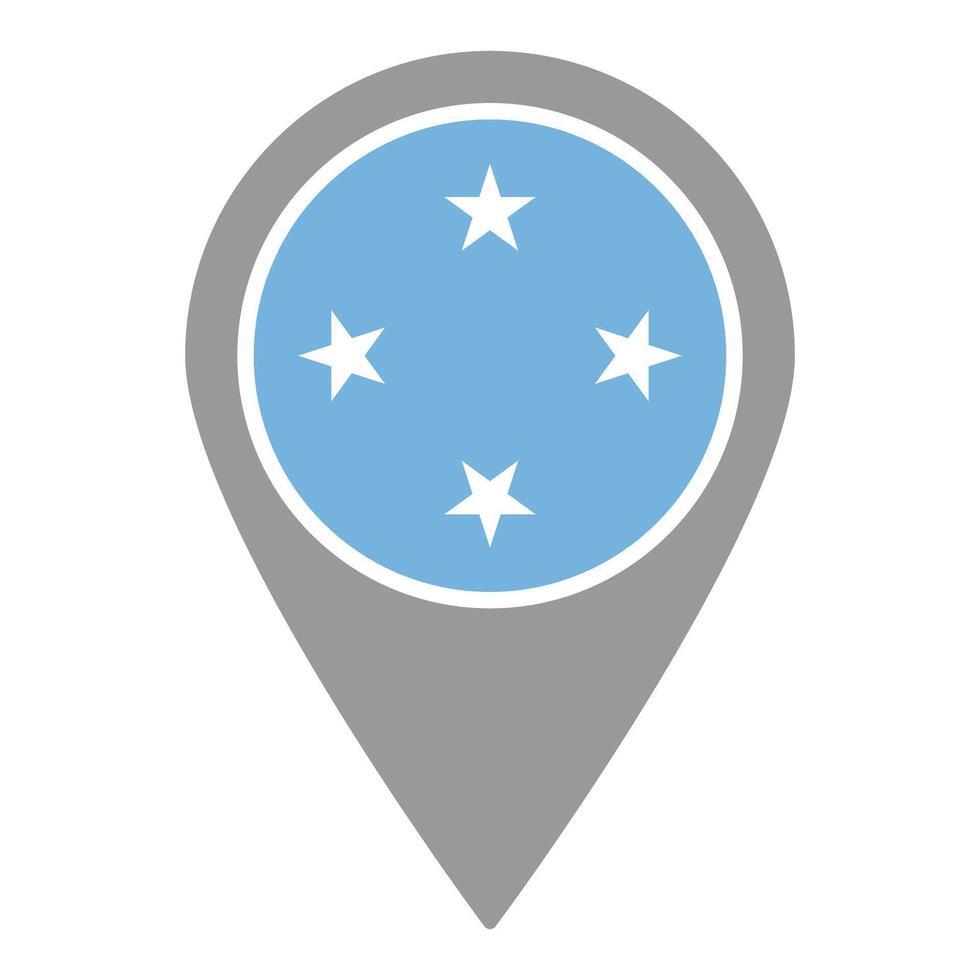 Micronesia flag location pin, flag application, Flag on Location Pin, map pointer, illustration. vector
