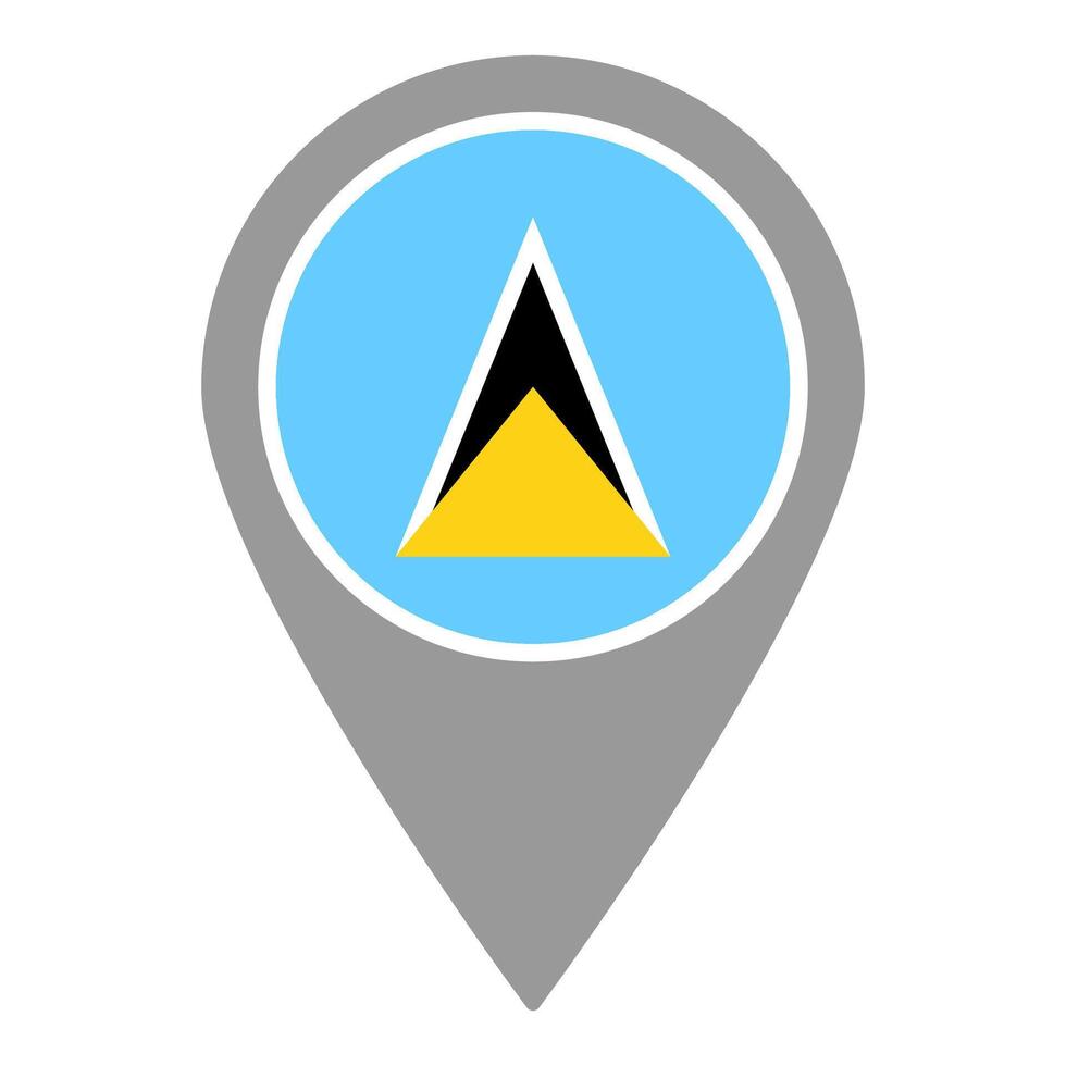 Saint Lucia flag location pin, flag application, Flag on Location Pin, map pointer, illustration. vector
