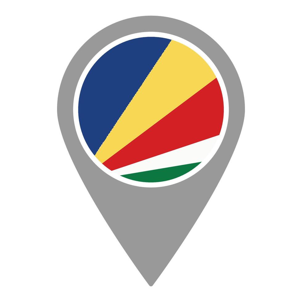 Seychelles flag location pin, flag application, Flag on Location Pin, map pointer, illustration. vector