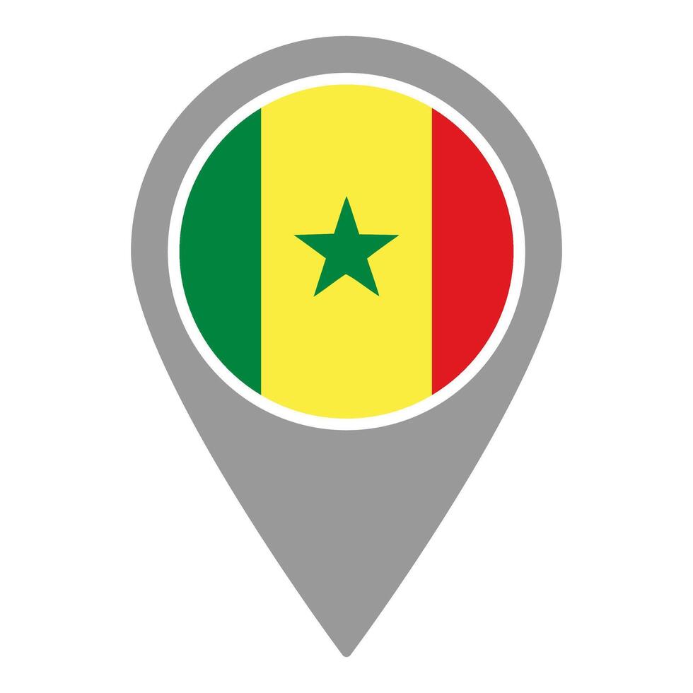 Senegal flag location pin, flag application, Flag on Location Pin, map pointer, illustration. vector