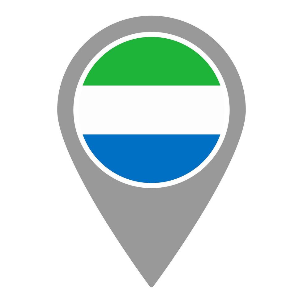 Sierra Leone flag location pin, flag application, Flag on Location Pin, map pointer, illustration. vector