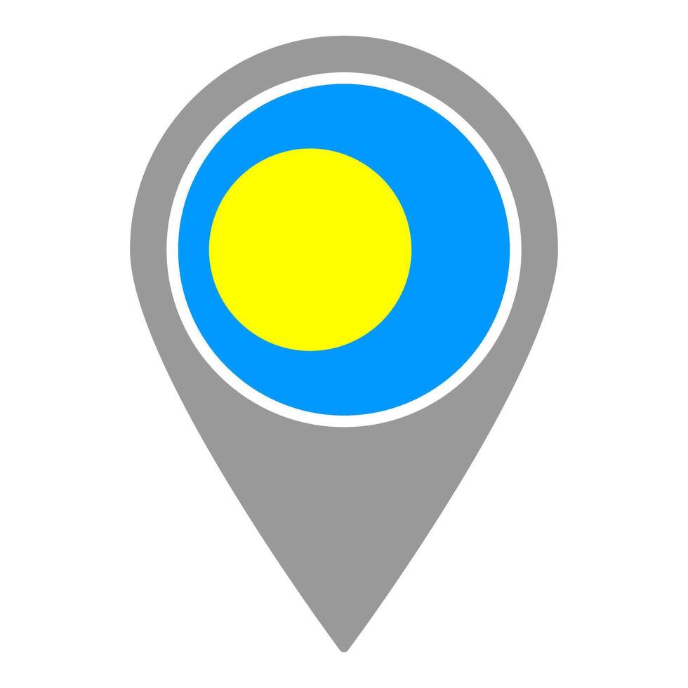 Palau flag location pin, flag application, Flag on Location Pin, map pointer, illustration. vector