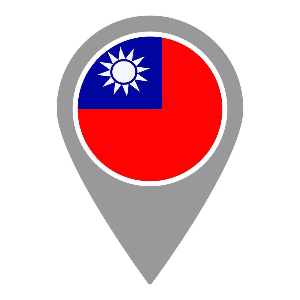 Taiwan flag location pin, flag application, Flag on Location Pin, map pointer, illustration. vector