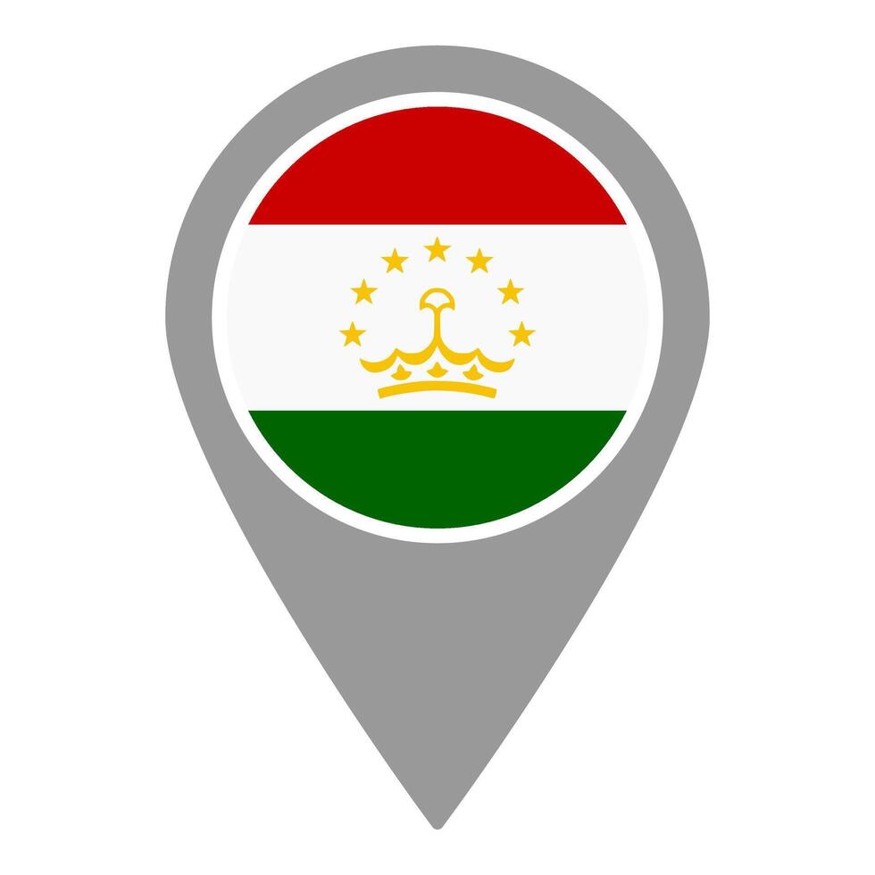 Tajikistan flag location pin, flag application, Flag on Location Pin, map pointer, illustration. vector