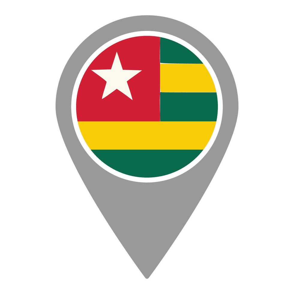 Togo flag location pin, flag application, Flag on Location Pin, map pointer, illustration. vector
