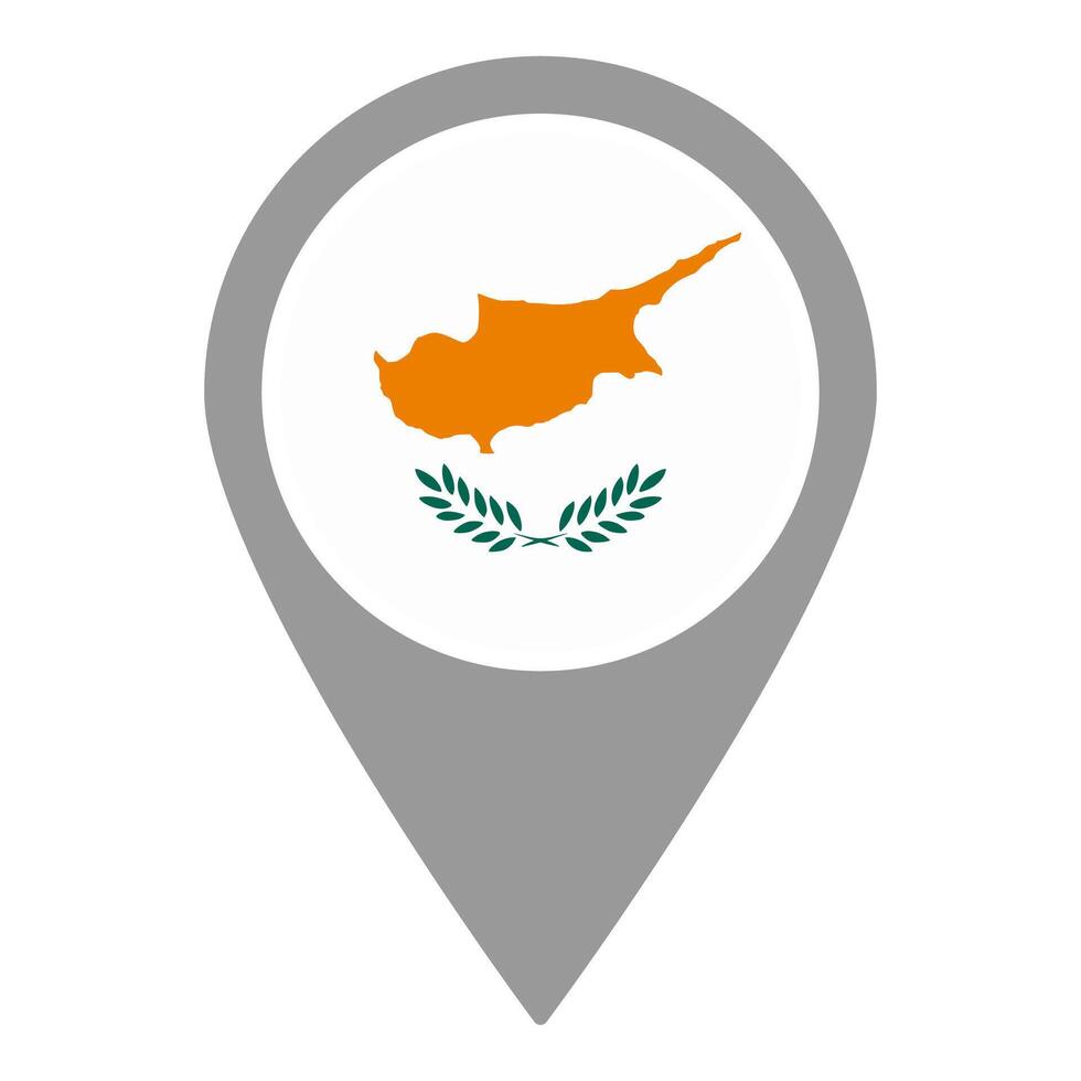 Siprus flag location pin, flag application, Flag on Location Pin, map pointer, illustration. vector