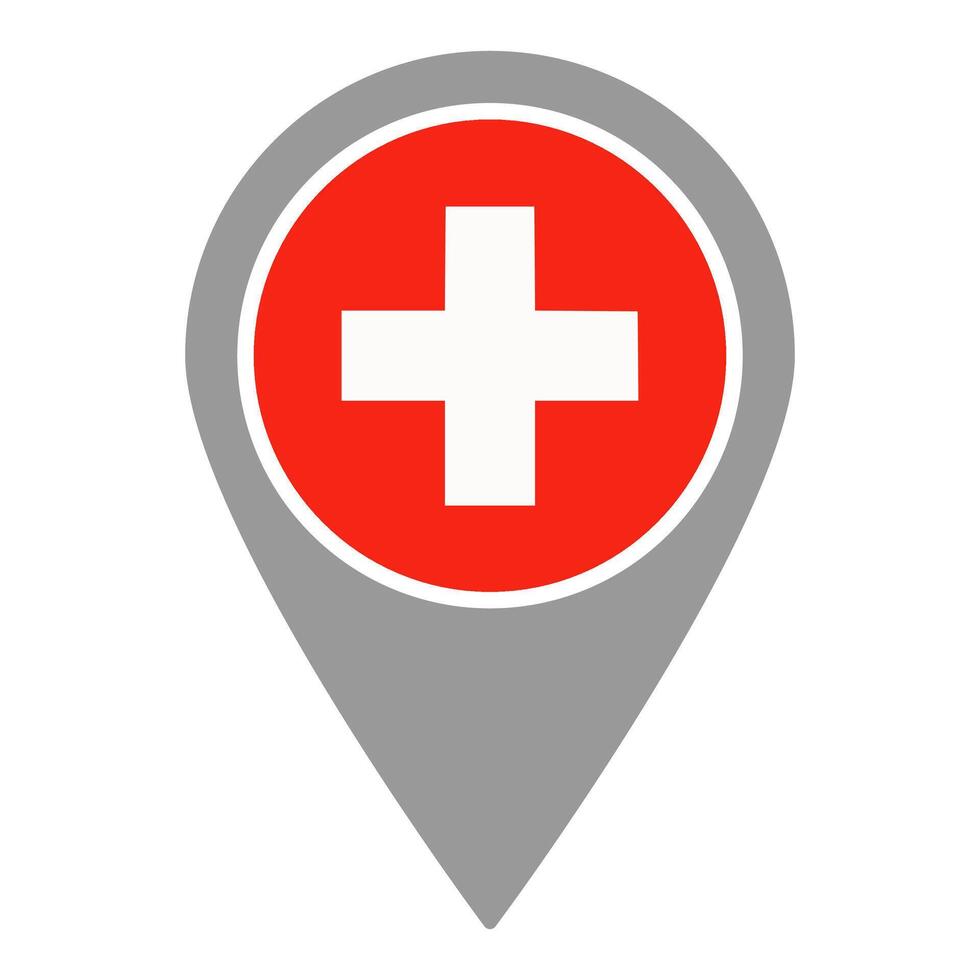 Switzerland flag location pin, flag application, Flag on Location Pin, map pointer, illustration. vector