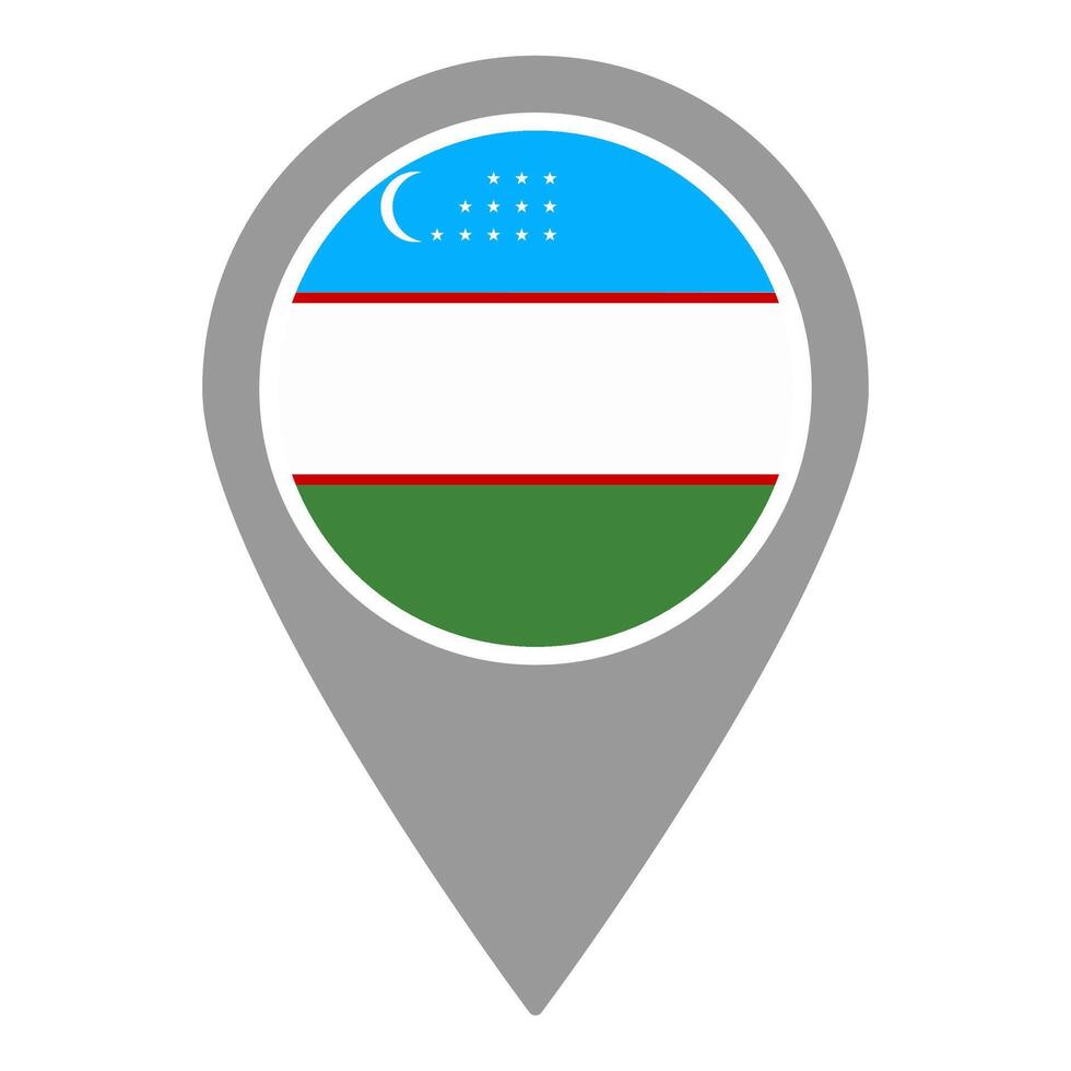 Uzbekistan flag location pin, flag application, Flag on Location Pin, map pointer, illustration. vector