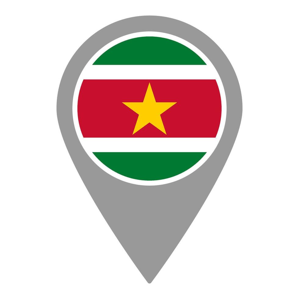 Suriname flag location pin, flag application, Flag on Location Pin, map pointer, illustration. vector
