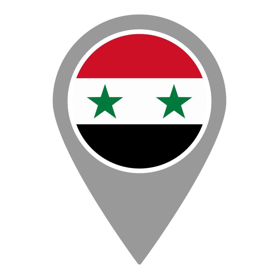 Suriah flag location pin, flag application, Flag on Location Pin, map pointer, illustration. vector