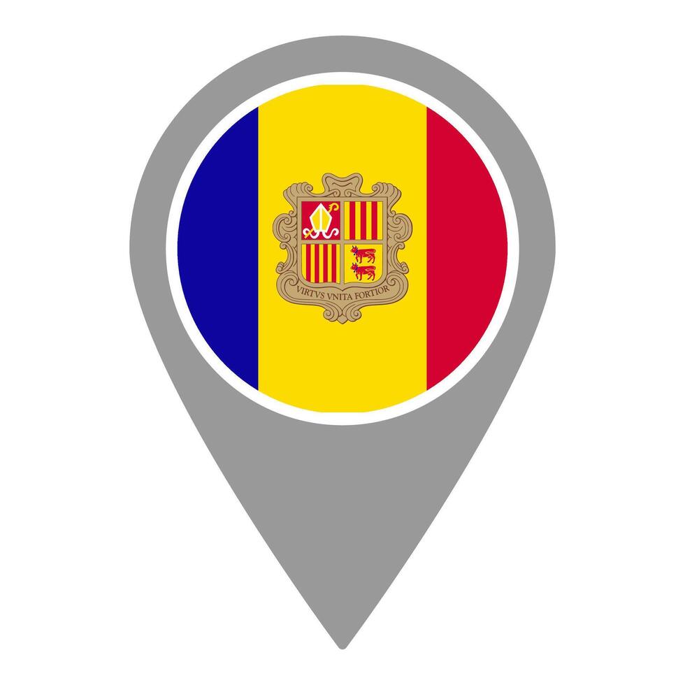 Andorra flag location pin, flag application, Flag on Location Pin, map pointer, illustration. vector