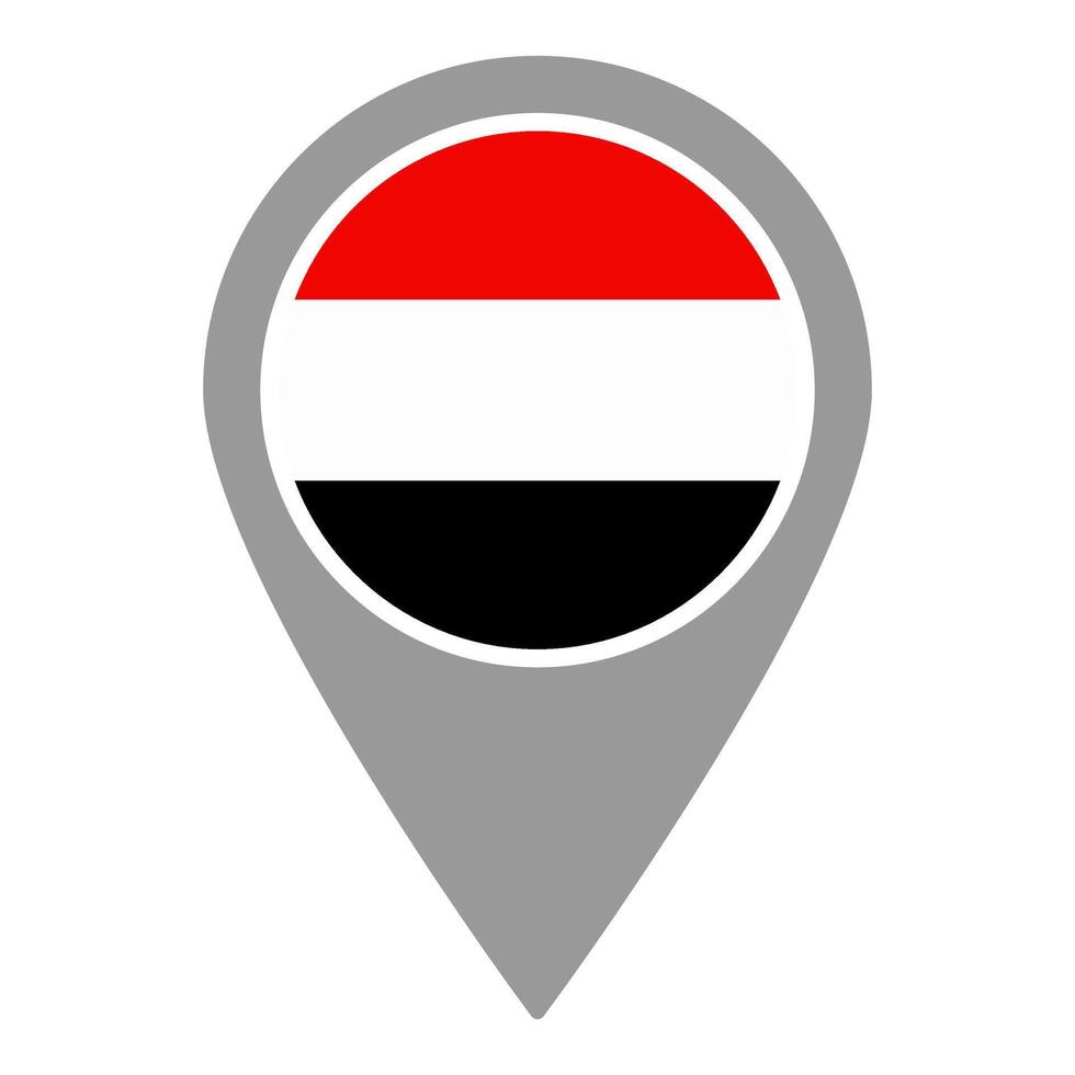 Yaman flag location pin, flag application, Flag on Location Pin, map pointer, illustration. vector