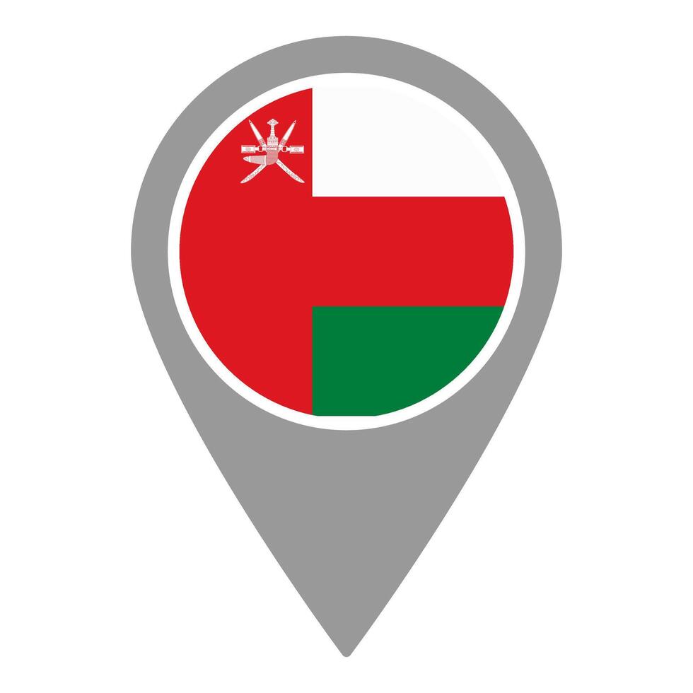 Oman flag location pin, flag application, Flag on Location Pin, map pointer, illustration. vector