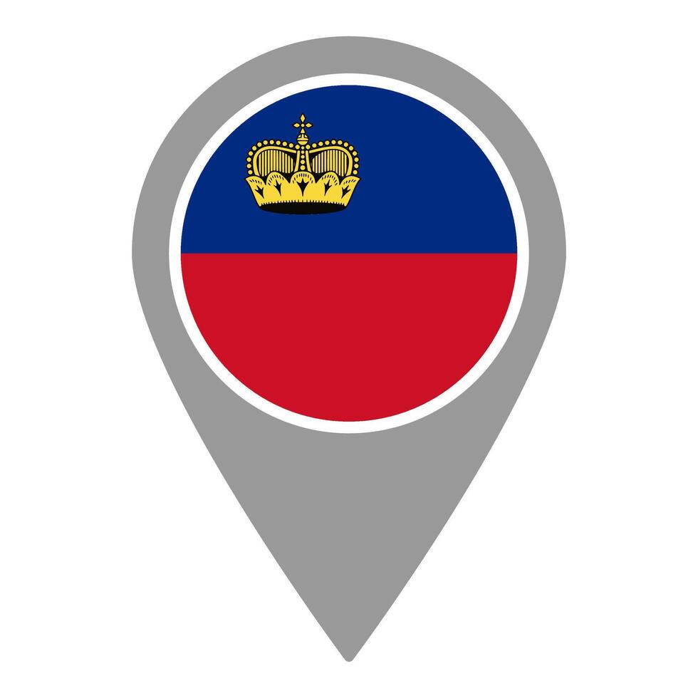 Liechtenstein flag location pin, flag application, Flag on Location Pin, map pointer, illustration. vector