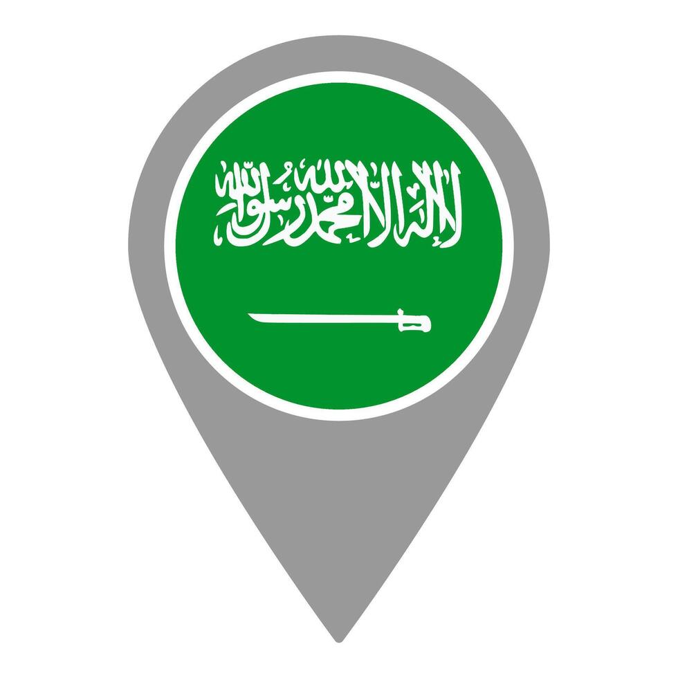 Arab Saudi flag location pin, flag application, Flag on Location Pin, map pointer, illustration. vector