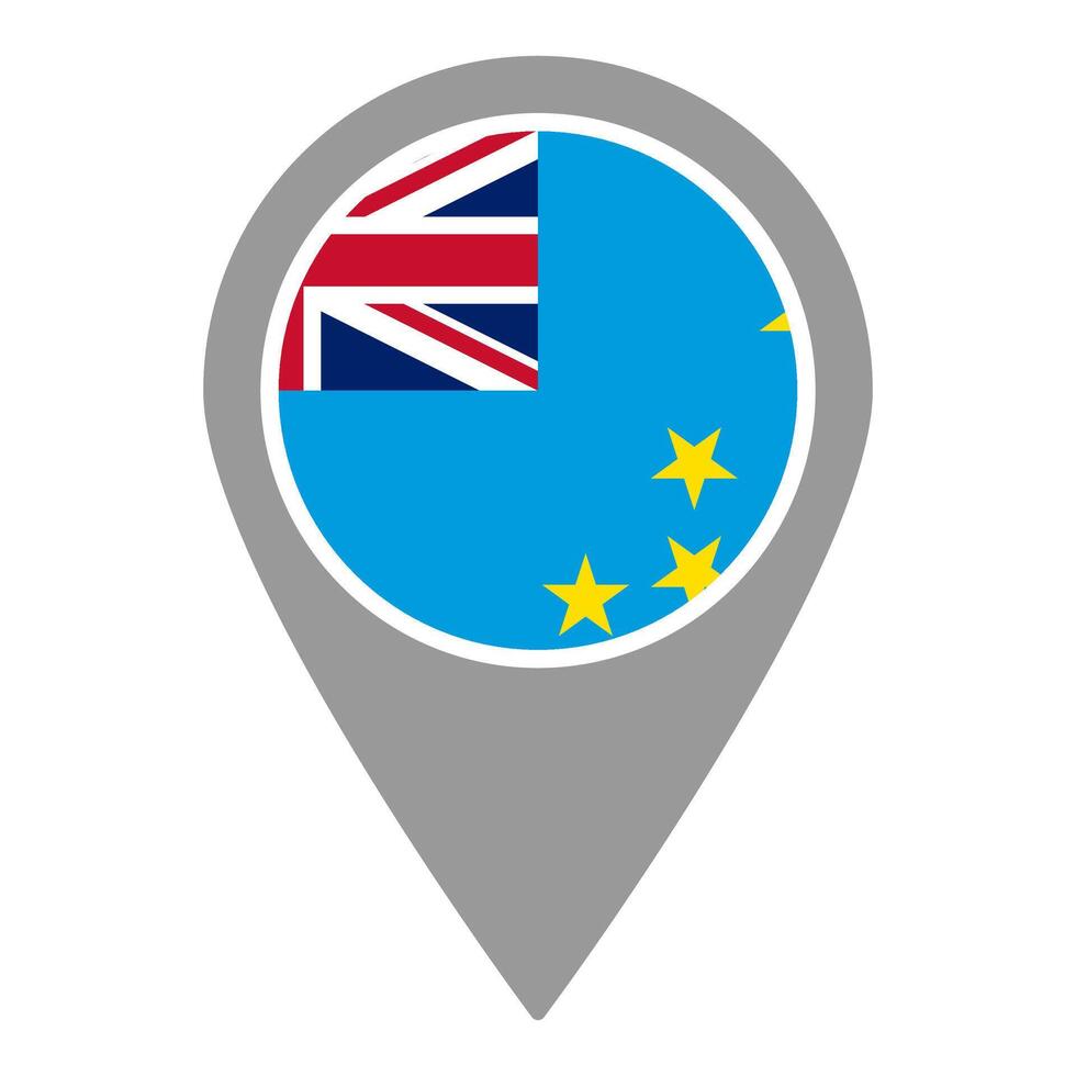Tuvalu flag location pin, flag application, Flag on Location Pin, map pointer, illustration. vector