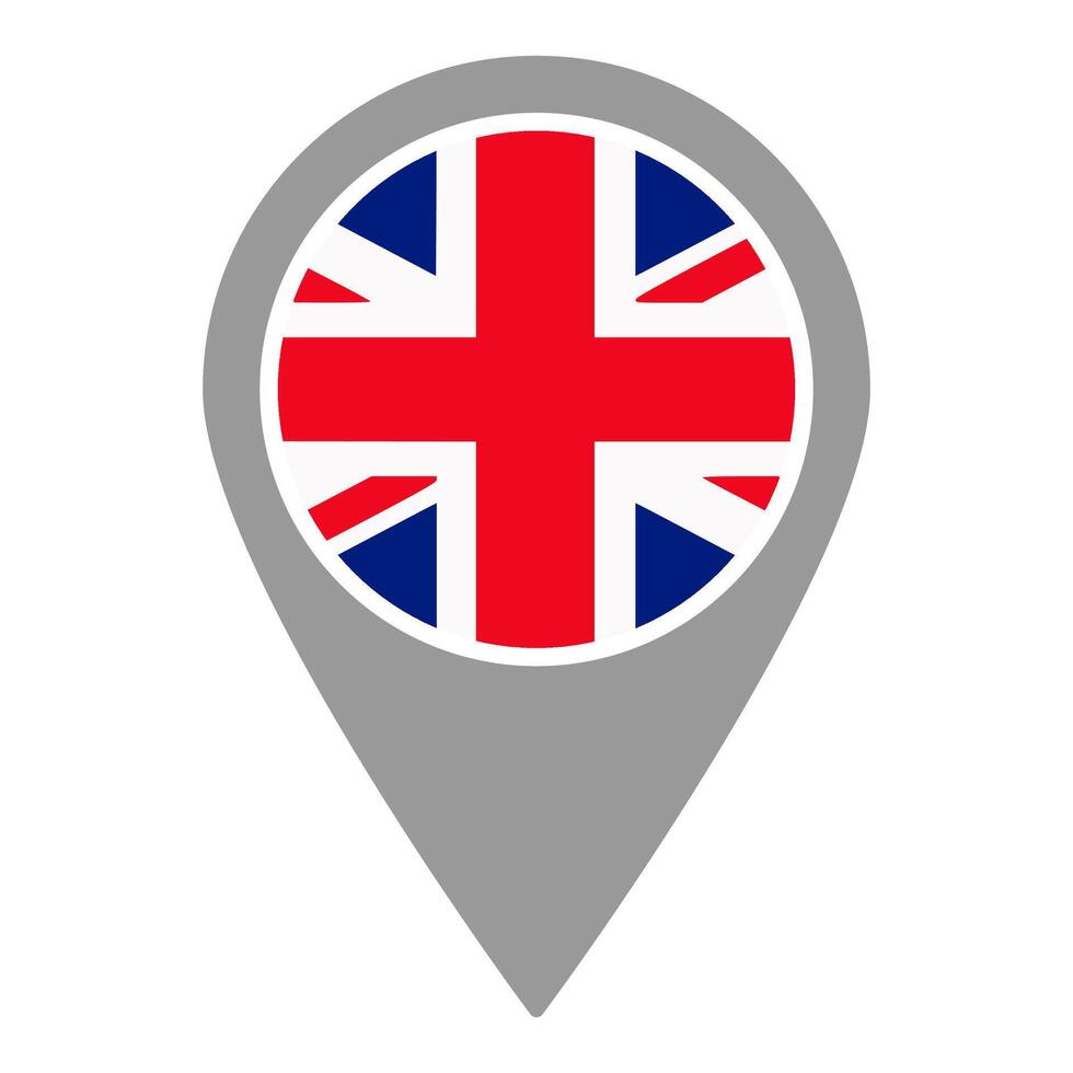 Uk flag location pin, flag application, Flag on Location Pin, map pointer, illustration. vector