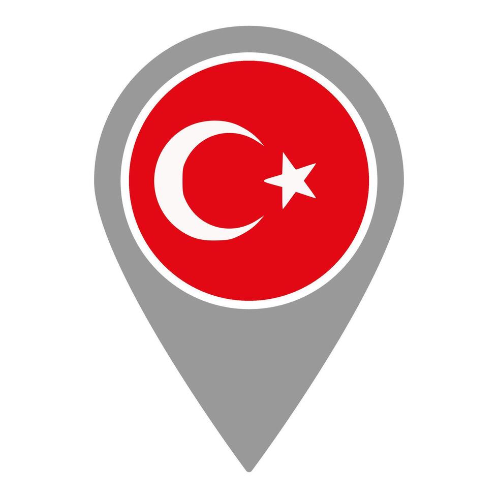 Turki flag location pin, flag application, Flag on Location Pin, map pointer, illustration. vector