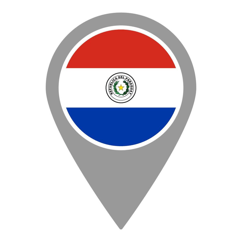 Paraguay flag location pin, flag application, Flag on Location Pin, map pointer, illustration. vector