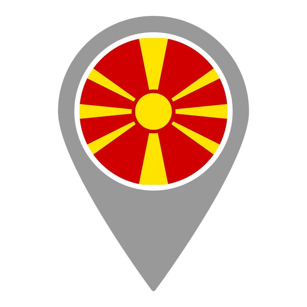 North Macedonia flag location pin, flag application, Flag on Location Pin, map pointer, illustration. vector