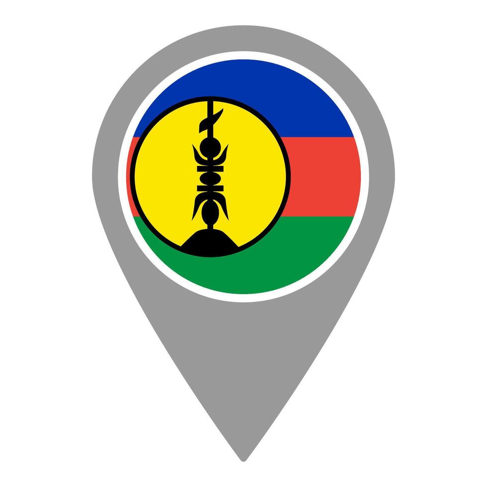 New Caledonia flag location pin, flag application, Flag on Location Pin, map pointer, illustration. vector