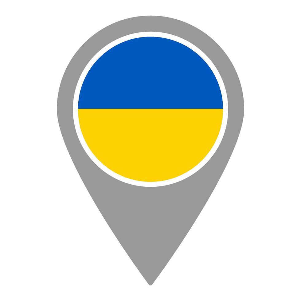 Ukraine flag location pin, flag application, Flag on Location Pin, map pointer, illustration. vector