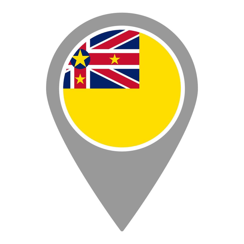 Niue flag location pin, flag application, Flag on Location Pin, map pointer, illustration. vector