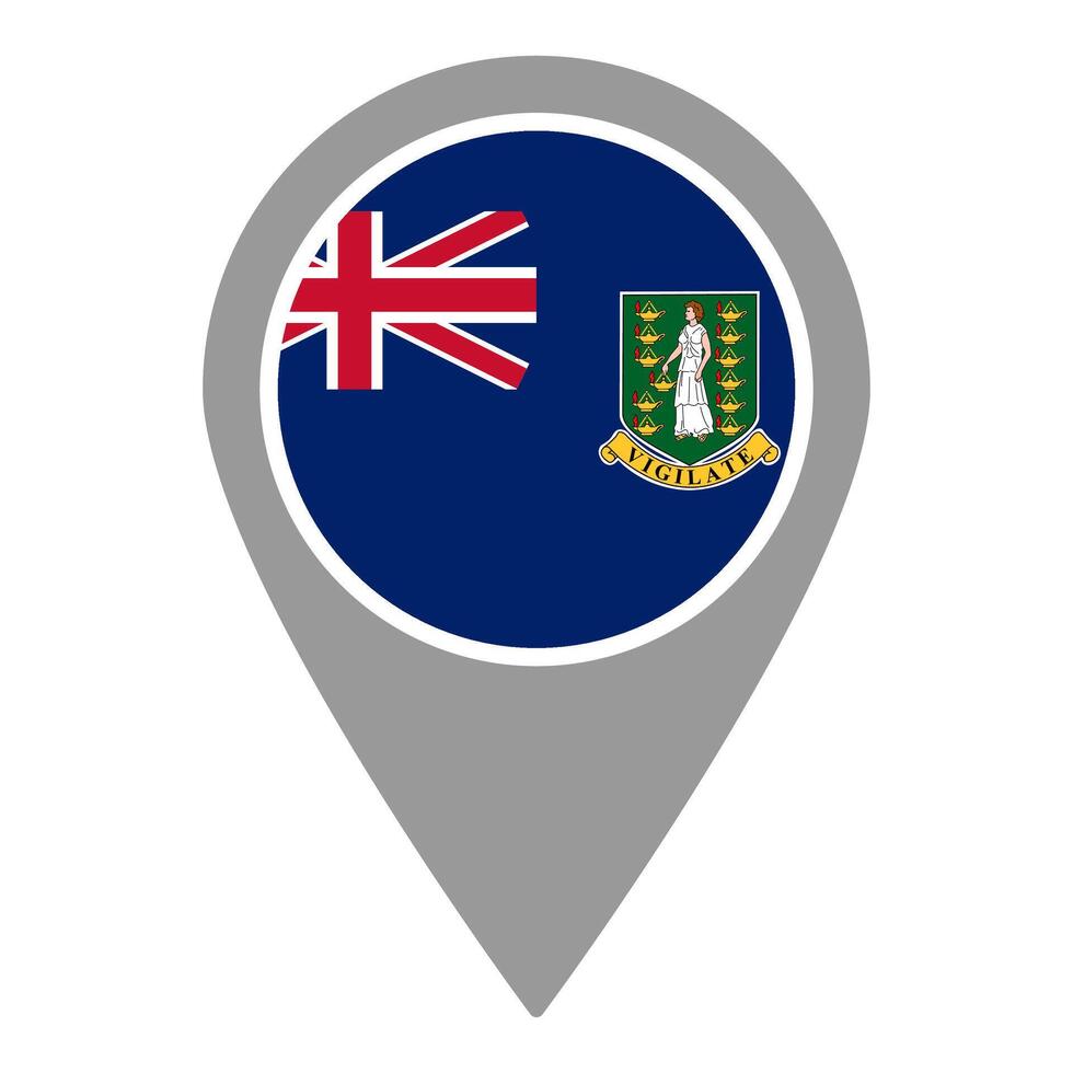 British Virgin Islands flag location pin, flag application, Flag on Location Pin, map pointer, illustration. vector