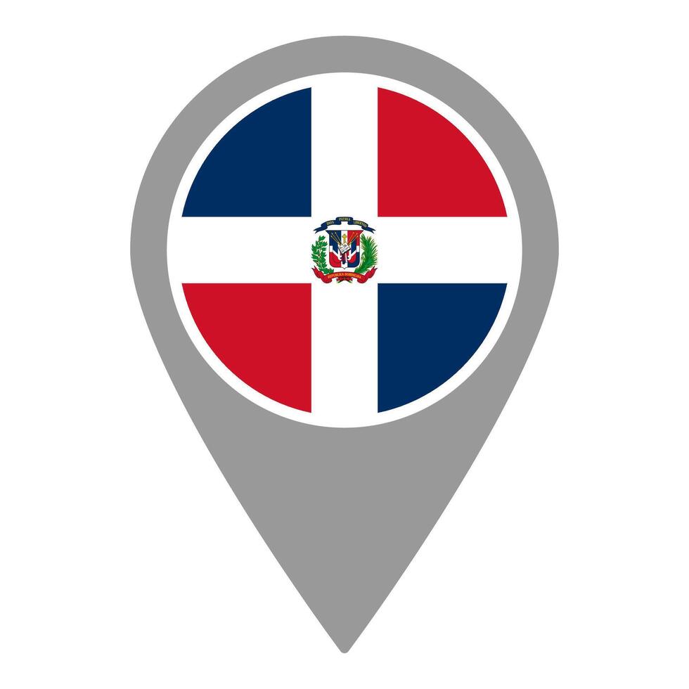 Dominican Republic flag location pin, flag application, Flag on Location Pin, map pointer, illustration. vector