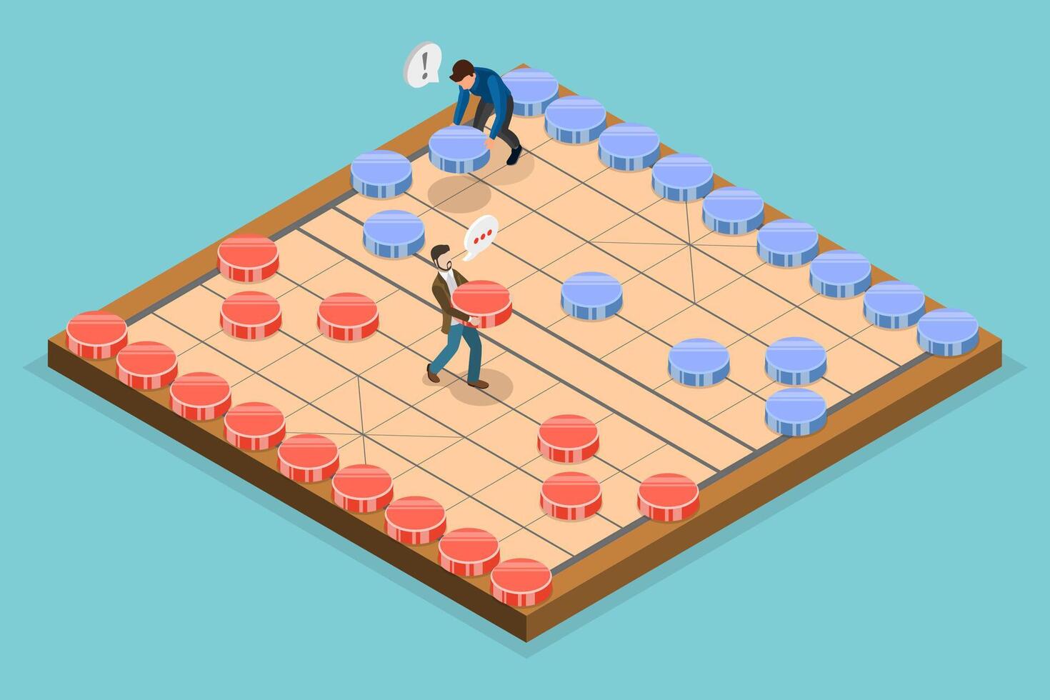 3D Isometric Flat Conceptual Illustration of Xiangqi, Chinese Borad Game vector