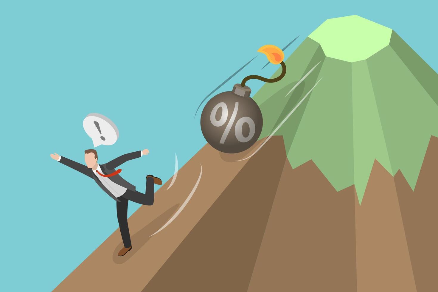 3D Isometric Flat Conceptual Illustration of Inflation, Economic Instability, Financial Problems vector