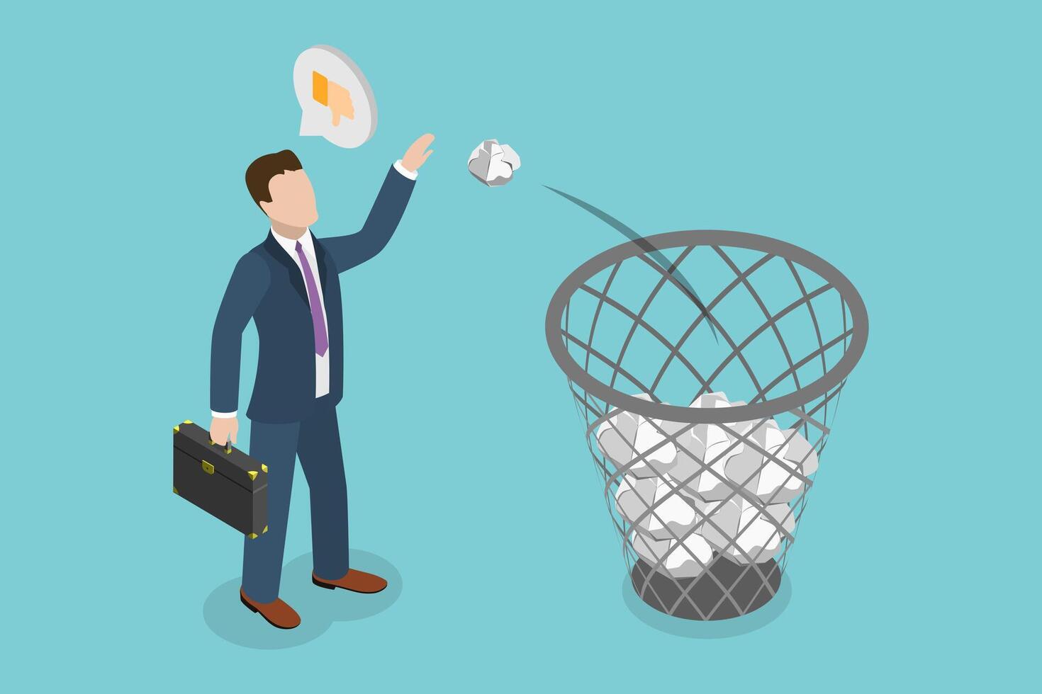 3D Isometric Flat Conceptual Illustration of Bad Ideas , Creativity Issue vector