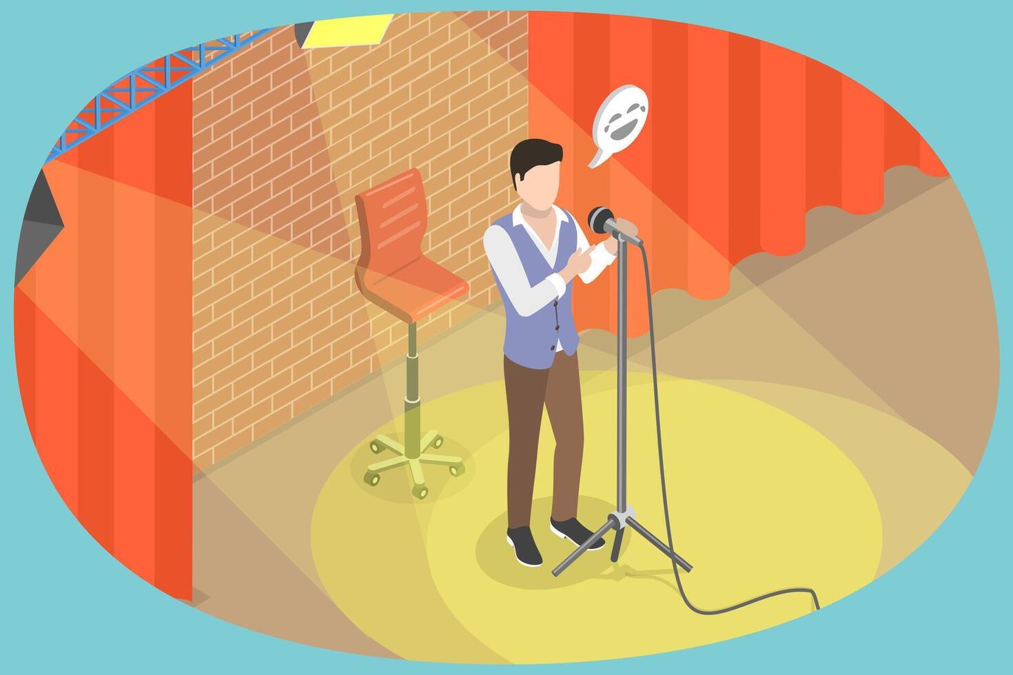 3D Isometric Flat Conceptual Illustration of Standup Show, Open Mic Performer vector