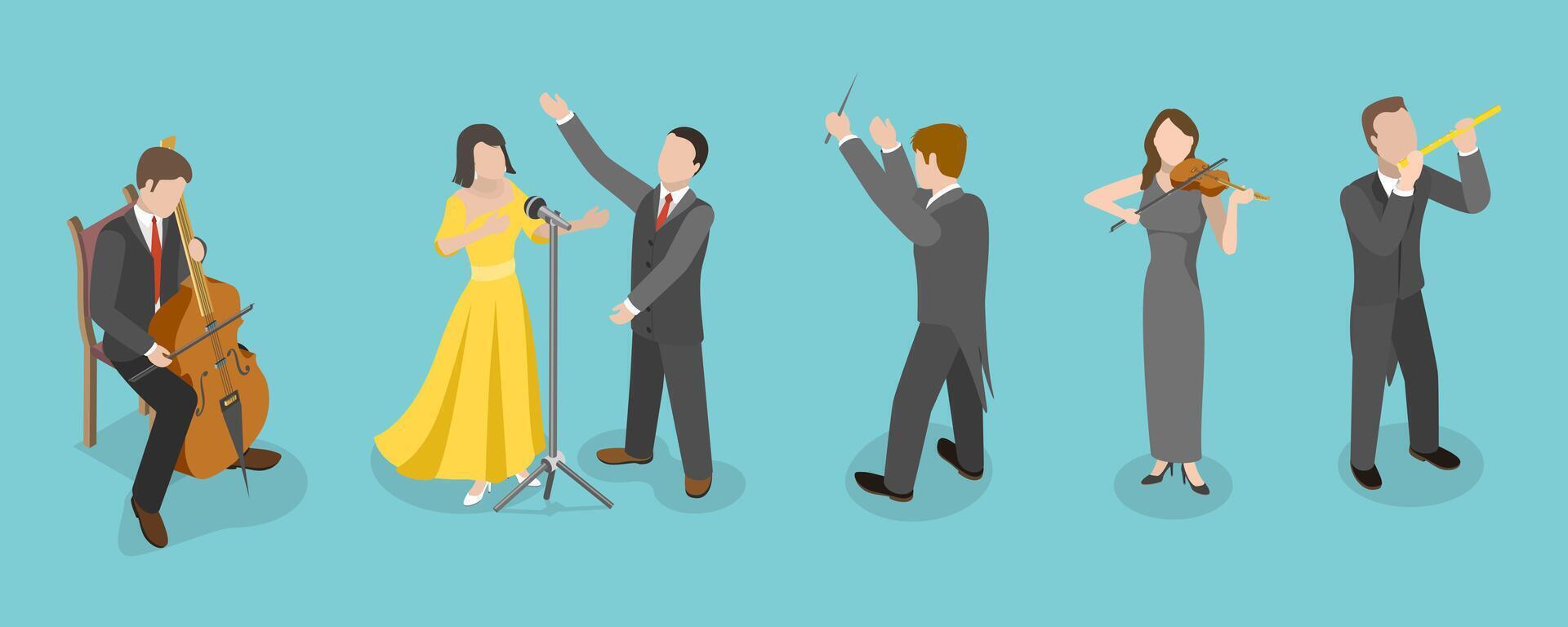 3D Isometric Flat Conceptual Illustration of Opera, Theater and Music vector