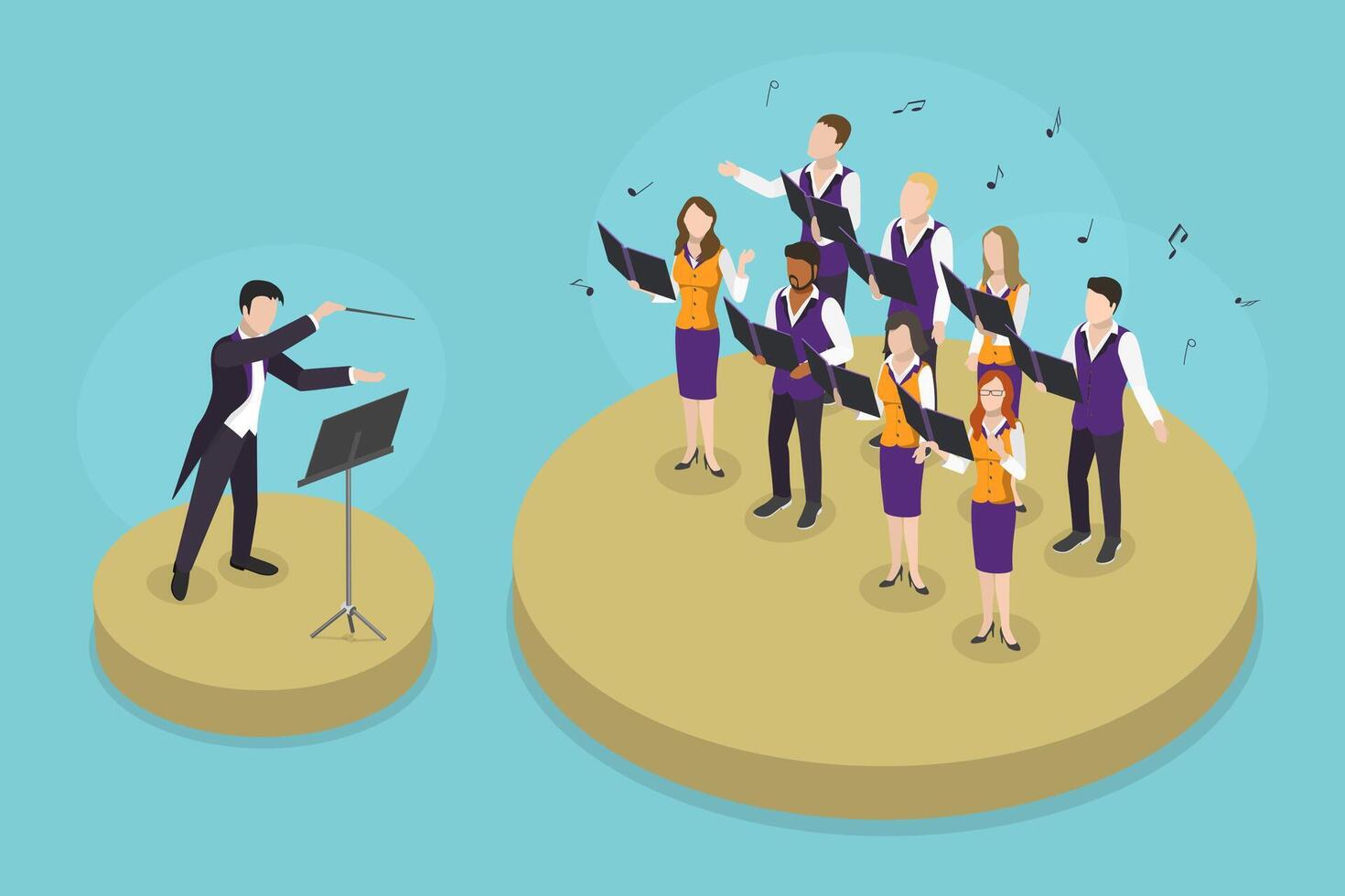 3D Isometric Flat Conceptual Illustration of Choir, Musical Ensemble of Singers vector